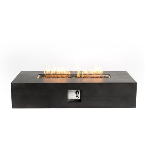 Large Rectangular Stone Gas Fire Pit With Lava Canopy