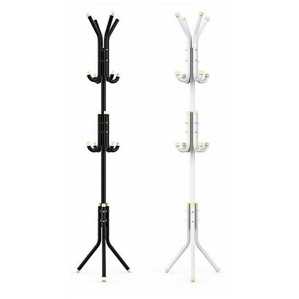 Coat Stand Jacket Umbrella Floor Standing Rack Clothes Hanger Hooks UK