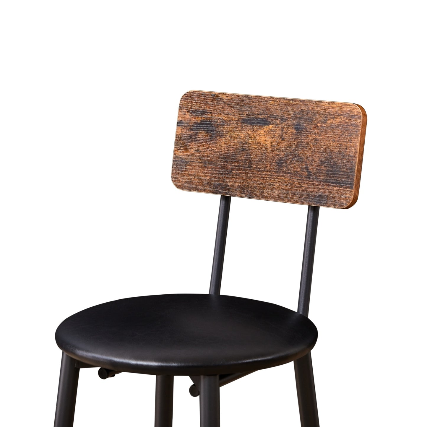 Bar Table Set With 2 Stools, PU Seat Backrest, Rustic Brown, 23.62 W X 35 H