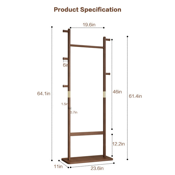 Coat Rack, Solid Wood Clothes Hanger