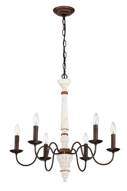 Retro White And Rust Color Chandelier With Light Fixture 6 Light E12 NO Include Bulb Pendant Light Fixtures For Dining Room, Lobby, Kitchen, Bedroom, Living Room, Conference Room, Home Office
