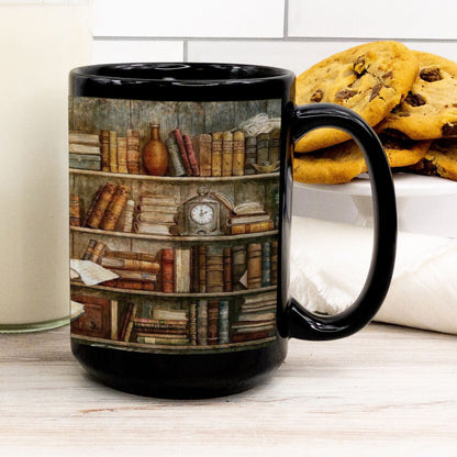 Bookshelf Library Book Fan Large Capacity Ceramic Coffee Mug
