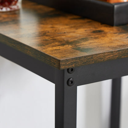 Bar Table Set With 2 Stools, PU Seat   Backrest, Rustic Brown, 23.62 W X 35 H