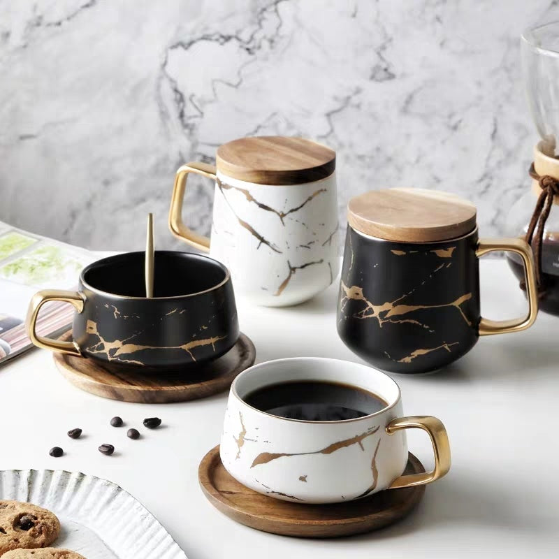 Gold painted ceramic mug