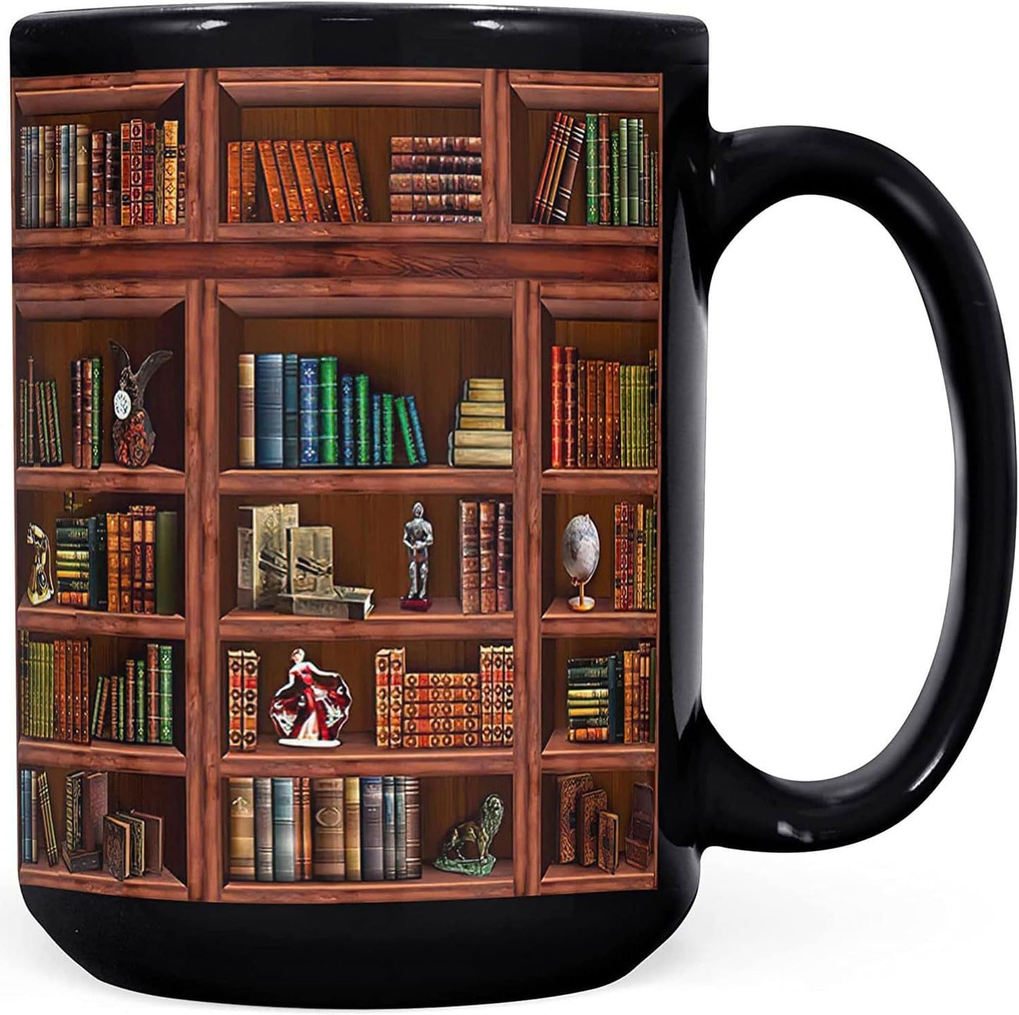 Bookshelf Library Book Fan Large Capacity Ceramic Coffee Mug