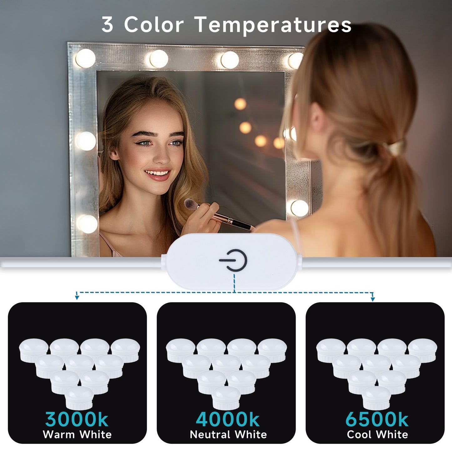 LED Makeup Mirror With Adjustable Ring Light - Portable Rechargeable Vanity Mirror With Smart Dimming