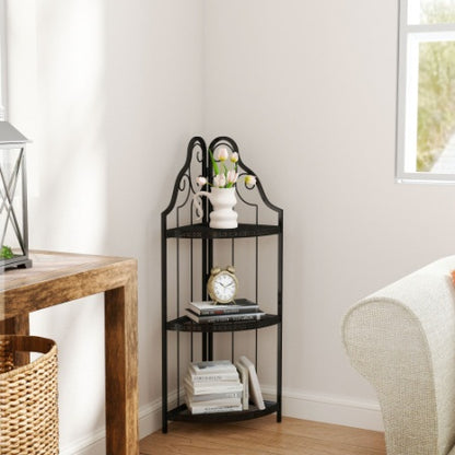 3-Tier Corner Open Shelf,Bookcase Freestanding Shelving Unit,Plant Stand Small Bookshelf For Living Room, Home Office, Kitchen, Small Space