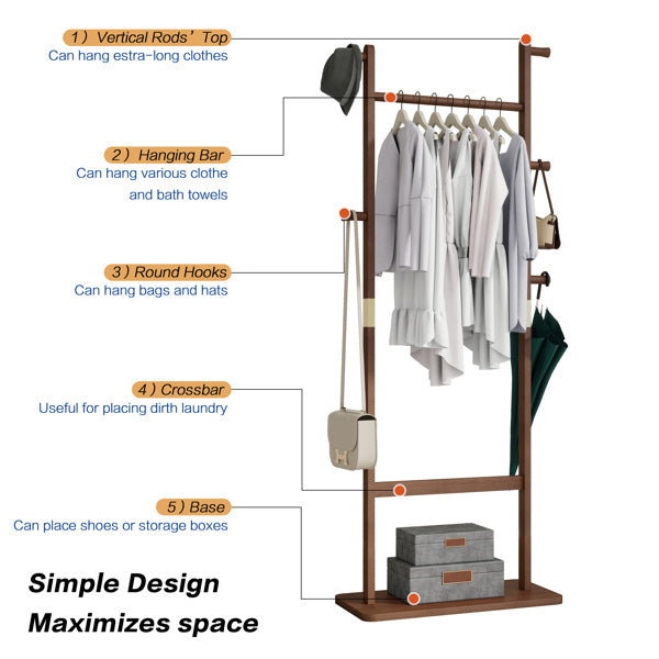 Coat Rack, Solid Wood Clothes Hanger