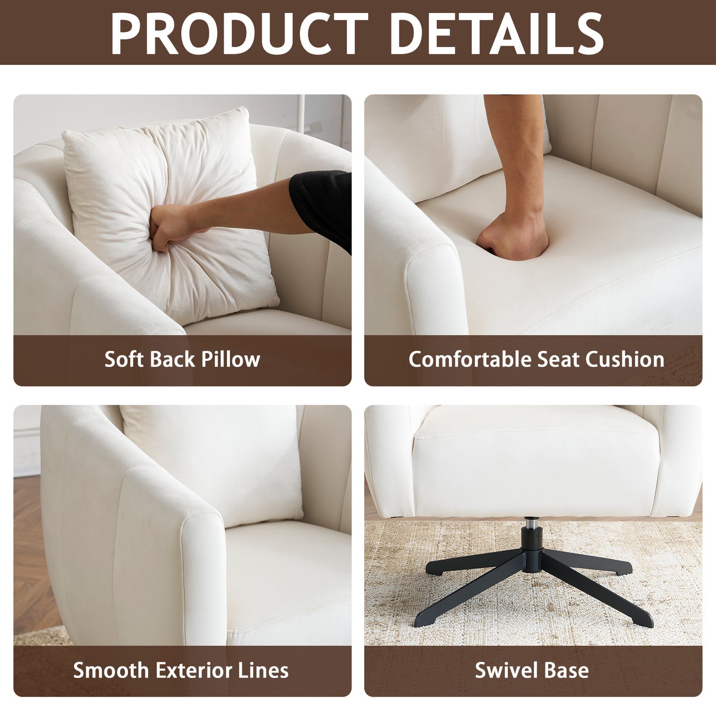 Pumpkin Shaped Rotating Iron Legged Armchair