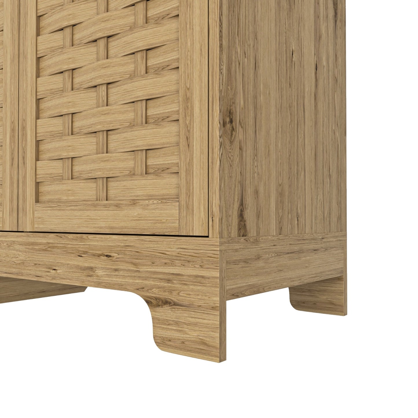 Storage Cabinet With 3 Doors, Wood Sideboard Buffet Storage With Adjustable Shelf, Anti-tip Kit Acce