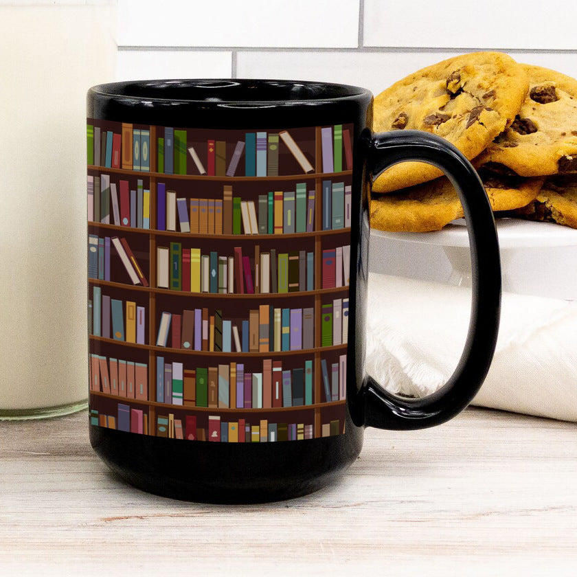 Bookshelf Library Book Fan Large Capacity Ceramic Coffee Mug