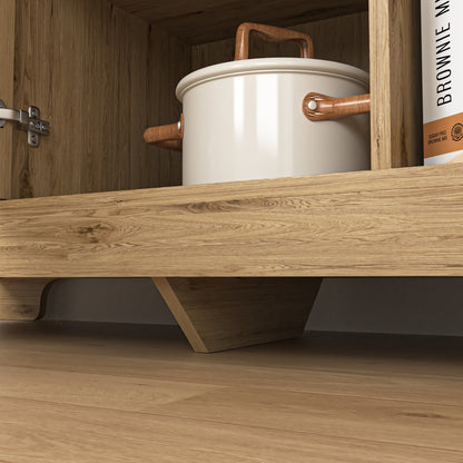 Storage Cabinet With 3 Doors, Wood Sideboard Buffet Storage With Adjustable Shelf, Anti-tip Kit Acce