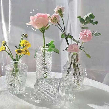 Retro Embossed French American Mini Glass Small Vase