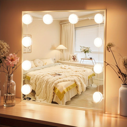 LED Makeup Mirror With Adjustable Ring Light - Portable Rechargeable Vanity Mirror With Smart Dimming
