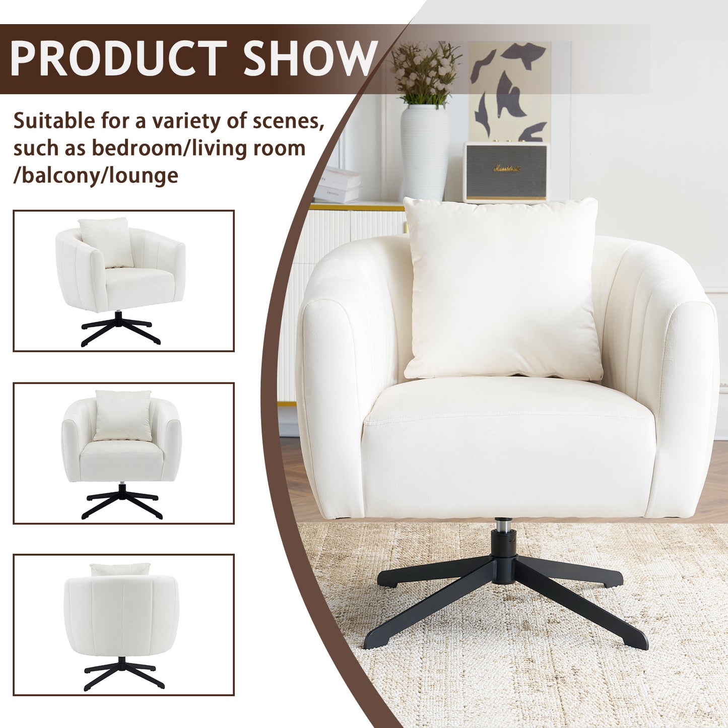 Pumpkin Shaped Rotating Iron Legged Armchair