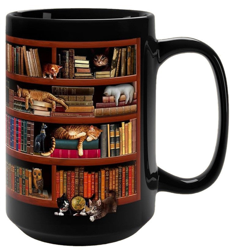 Bookshelf Library Book Fan Large Capacity Ceramic Coffee Mug