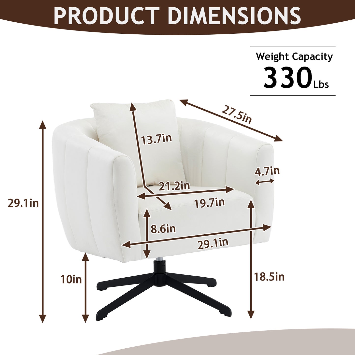 Pumpkin Shaped Rotating Iron Legged Armchair