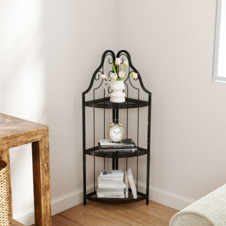 3-Tier Corner Open Shelf,Bookcase Freestanding Shelving Unit,Plant Stand Small Bookshelf For Living Room, Home Office, Kitchen, Small Space