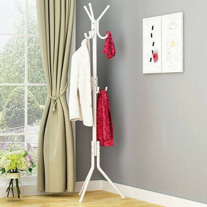 Coat Stand Jacket Umbrella Floor Standing Rack Clothes Hanger Hooks UK