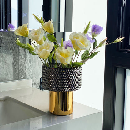 European Style Light Luxury Electroplated Golden Glass Vase Decoration