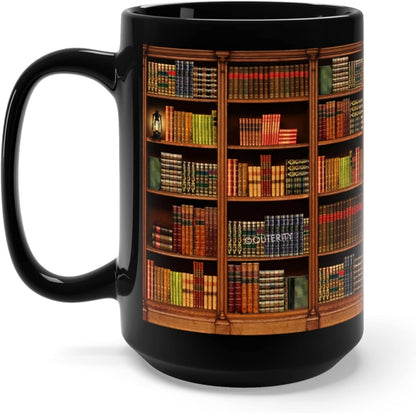Bookshelf Library Book Fan Large Capacity Ceramic Coffee Mug