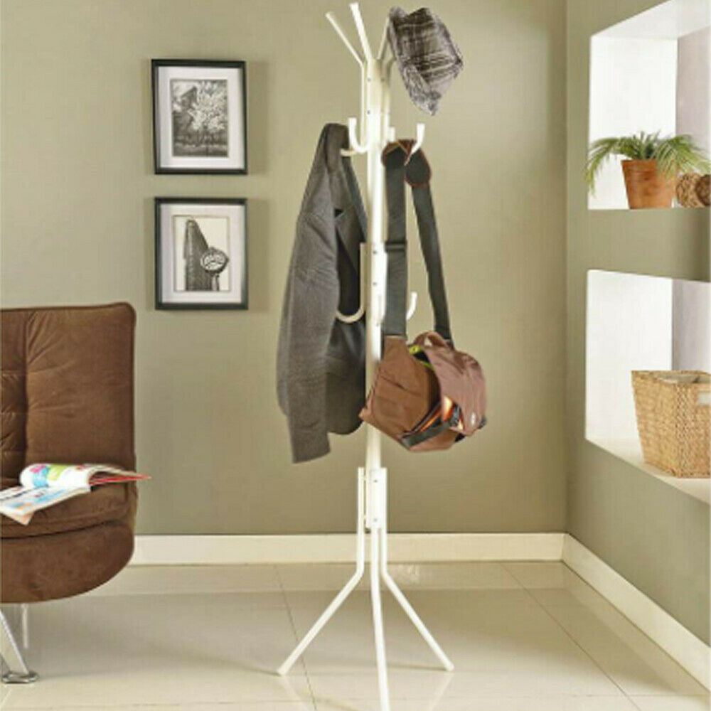 Coat Stand Jacket Umbrella Floor Standing Rack Clothes Hanger Hooks UK