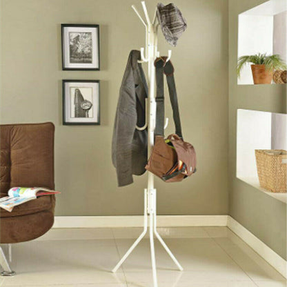 Coat Stand Jacket Umbrella Floor Standing Rack Clothes Hanger Hooks UK