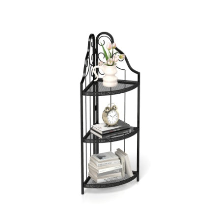 3-Tier Corner Open Shelf,Bookcase Freestanding Shelving Unit,Plant Stand Small Bookshelf For Living Room, Home Office, Kitchen, Small Space