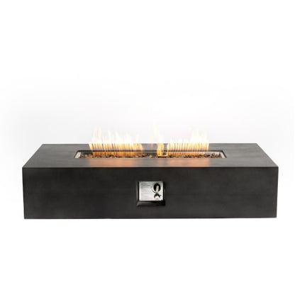 Large Rectangular Stone Gas Fire Pit With Lava Canopy