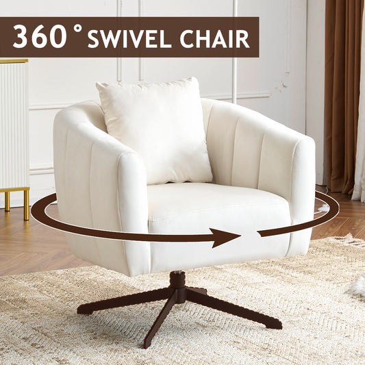 Pumpkin Shaped Rotating Iron Legged Armchair