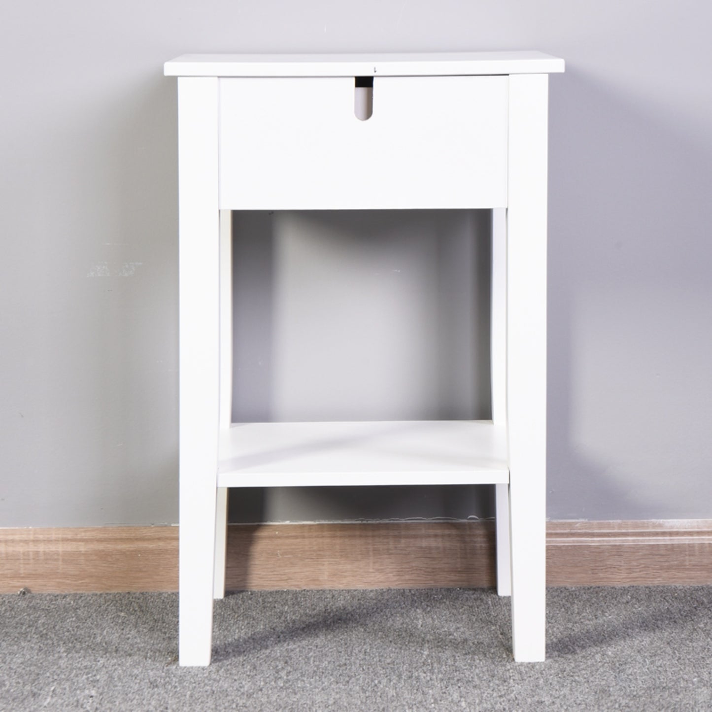 White Bathroom Floor-standing Storage Table With A Drawer