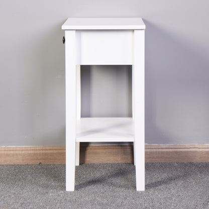 White Bathroom Floor-standing Storage Table With A Drawer